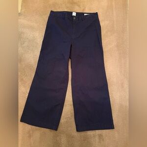 NWOT GAP Woman’s  Navy Blue Wide Leg High Rise Cropped Chinos, Size: 16